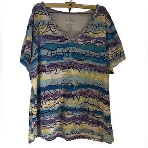 Sun Bay women’s short sleeve ruffle neckline shirt